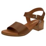 Ragazza Suede Γυναικεία Πέδιλα με Χοντρό Χαμηλό Τακούνι σε Ταμπά Χρώμα - Image 5