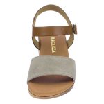 Ragazza Δερμάτινα Γυναικεία Πέδιλα με Χοντρό Χαμηλό Τακούνι σε Ταμπά-Μπεζ Χρώμα - Image 2