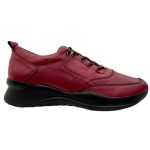 Μπορντώ Δερμάτινα Γυναικεία Sneakers Safe Step