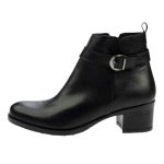 Ragazza Δερμάτινα Γυναικεία Μποτάκια με Μεσαίο Τακούνι Μαύρα