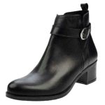 Ragazza Δερμάτινα Γυναικεία Μποτάκια με Μεσαίο Τακούνι Μαύρα - Image 3