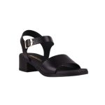 Ragazza Δερμάτινα Γυναικεία Πέδιλα με Χοντρό Χαμηλό Τακούνι σε Μαύρο Χρώμα - Image 7