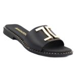 Ragazza Δερμάτινα Γυναικεία Σανδάλια σε Μαύρο Χρώμα - Image 3