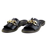 Ragazza Δερμάτινα Γυναικεία Σανδάλια σε Μαύρο Χρώμα - Image 3