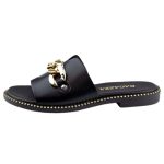 Ragazza Δερμάτινα Γυναικεία Σανδάλια σε Μαύρο Χρώμα