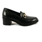 Ragazza Δερμάτινες Γόβες με Χοντρό Χαμηλό Τακούνι Μαύρες