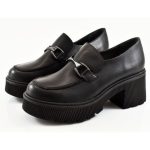 Ragazza Δερμάτινες Γόβες με Χοντρό Μεσαίο Τακούνι Μαύρες 0595 - Image 6