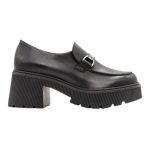 Ragazza Δερμάτινες Γόβες με Χοντρό Μεσαίο Τακούνι Μαύρες 0595