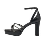 Tamaris Γυναικεία Πέδιλα με Χοντρό Ψηλό Τακούνι σε Μαύρο Χρώμα