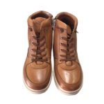 Γυναικείο Δερμάτινο Ανατομικό Μποτάκι με ελαστικά κορδόνια και φερμουάρ - Image 4