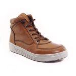 Γυναικείο Δερμάτινο Ανατομικό Μποτάκι με ελαστικά κορδόνια και φερμουάρ - Image 6