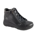 Γυναικείο Δερμάτινο Ανατομικό Μποτάκι με κορδόνια & φερμουάρ