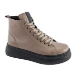 Γυναικείο Δερμάτινο Ανατομικό Μποτάκι με κορδόνια και φερμουάρ