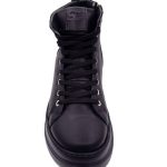 Γυναικείο Δερμάτινο Ανατομικό Μποτάκι με κορδόνια και φερμουάρ σε μαύρο χρώμα - Image 5