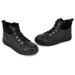 Γυναικείο Μαύρο Δερμάτινο Ανατομικό Μποτάκι Tatoo 228 - Image 3