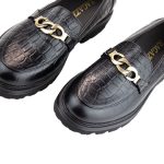 Ragazza 0158 παπούτσια σε Μαύρο Χρώμα Κροκό - Image 3