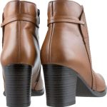 Ragazza Δερμάτινα Γυναικεία Μποτάκια Αστραγάλου με Μεσαίο Τακούνι Ταμπά - Image 3