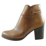 Ragazza Δερμάτινα Γυναικεία Μποτάκια Αστραγάλου με Μεσαίο Τακούνι Ταμπά - Image 4