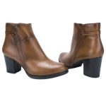 Ragazza Δερμάτινα Γυναικεία Μποτάκια Αστραγάλου με Μεσαίο Τακούνι Ταμπά - Image 5