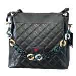 Andlion μαύρη τσάντα ώμου καπιτονέ με κοκκάλινη αλυσίδα