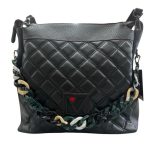 Andlion μαύρη τσάντα ώμου καπιτονέ με κοκκάλινη αλυσίδα - Image 5