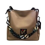 Andlion τσάντα ώμου καπιτονέ με κοκκάλινη αλυσίδα σε πούρο χρώμα - Image 5