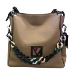 Andlion τσάντα ώμου καπιτονέ με κοκκάλινη αλυσίδα σε πούρο χρώμα - Image 3