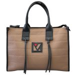 Κλασική τσάντα ώμου δερμάτινη μεγάλου μεγέθους