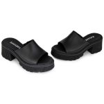 Ragazza Δερμάτινα Mules με Χαμηλό Τακούνι σε Μαύρο Χρώμα 01243 - Image 3