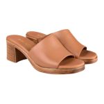 Ragazza Δερμάτινα Γυναικεία Πέδιλα με Χοντρό Ψηλό Τακούνι σε Ταμπά Χρώμα 0965 - Image 7