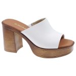 Ragazza Δερμάτινα Mules με Χοντρό Ψηλό Τακούνι σε Λευκό Χρώμα 0920 - Image 4