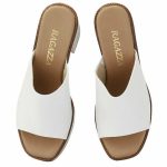 Ragazza Δερμάτινα Mules με Χοντρό Ψηλό Τακούνι σε Λευκό Χρώμα 0920 - Image 6