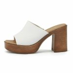 Ragazza Δερμάτινα Mules με Χοντρό Ψηλό Τακούνι σε Λευκό Χρώμα 0920 - Image 3