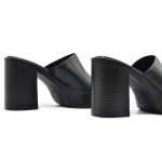 Ragazza Δερμάτινα Mules με Χοντρό Ψηλό Τακούνι σε Μαύρο Χρώμα 0920 - Image 3