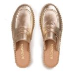 Ragazza Flat Δερμάτινα Mules σε χρυσό χρώμα - Image 3