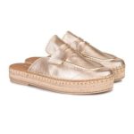 Ragazza Flat Δερμάτινα Mules σε χρυσό χρώμα - Image 4