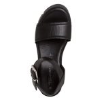 Tamaris σφηνοειδή δερμάτινα σανδάλια σε μαύρο χρώμα 1-28712-42 003 - Image 5