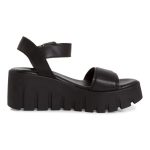 Tamaris σφηνοειδή δερμάτινα σανδάλια σε μαύρο χρώμα 1-28712-42 003