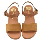 Ragazza Suede Γυναικεία Πέδιλα με Χοντρό Χαμηλό Τακούνι σε Ταμπά Χρώμα - Image 3