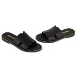 Ragazza Δερμάτινα Γυναικεία Σανδάλια σε Μαύρο Χρώμα 01041 - Image 4