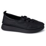 Tatoo Δερμάτινα Γυναικεία Μοκασίνια σε μαύρο χρώμα