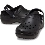 Crocs Classic Platform Lined Σαμπό με Γούνα Μαύρα - Image 4