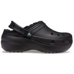 Crocs Classic Platform Lined Σαμπό με Γούνα Μαύρα