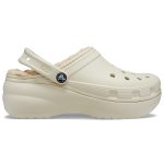 Crocs Classic Platform Lined Σαμπό με Γούνα Μπεζ