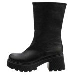 Ragazza Δερμάτινα Γυναικεία Μποτάκια με Μεσαίο Τακούνι Μαύρα 0137