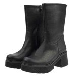 Ragazza Δερμάτινα Γυναικεία Μποτάκια με Μεσαίο Τακούνι Μαύρα 0137 - Image 5