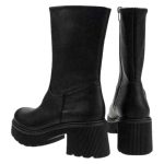 Ragazza Δερμάτινα Γυναικεία Μποτάκια με Μεσαίο Τακούνι Μαύρα 0137 - Image 6