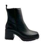 Ragazza Δερμάτινα Γυναικεία Μποτάκια με Μεσαίο Τακούνι Μαύρα 0651 - Image 3