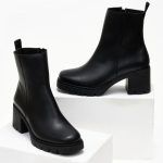 Ragazza Δερμάτινα Γυναικεία Μποτάκια με Μεσαίο Τακούνι Μαύρα 0651 - Image 4