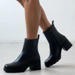 Ragazza Δερμάτινα Γυναικεία Μποτάκια με Μεσαίο Τακούνι Μαύρα 0651 - Image 5